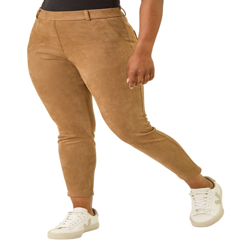 Roman Tan Petite Suedette Stretch Jeggings