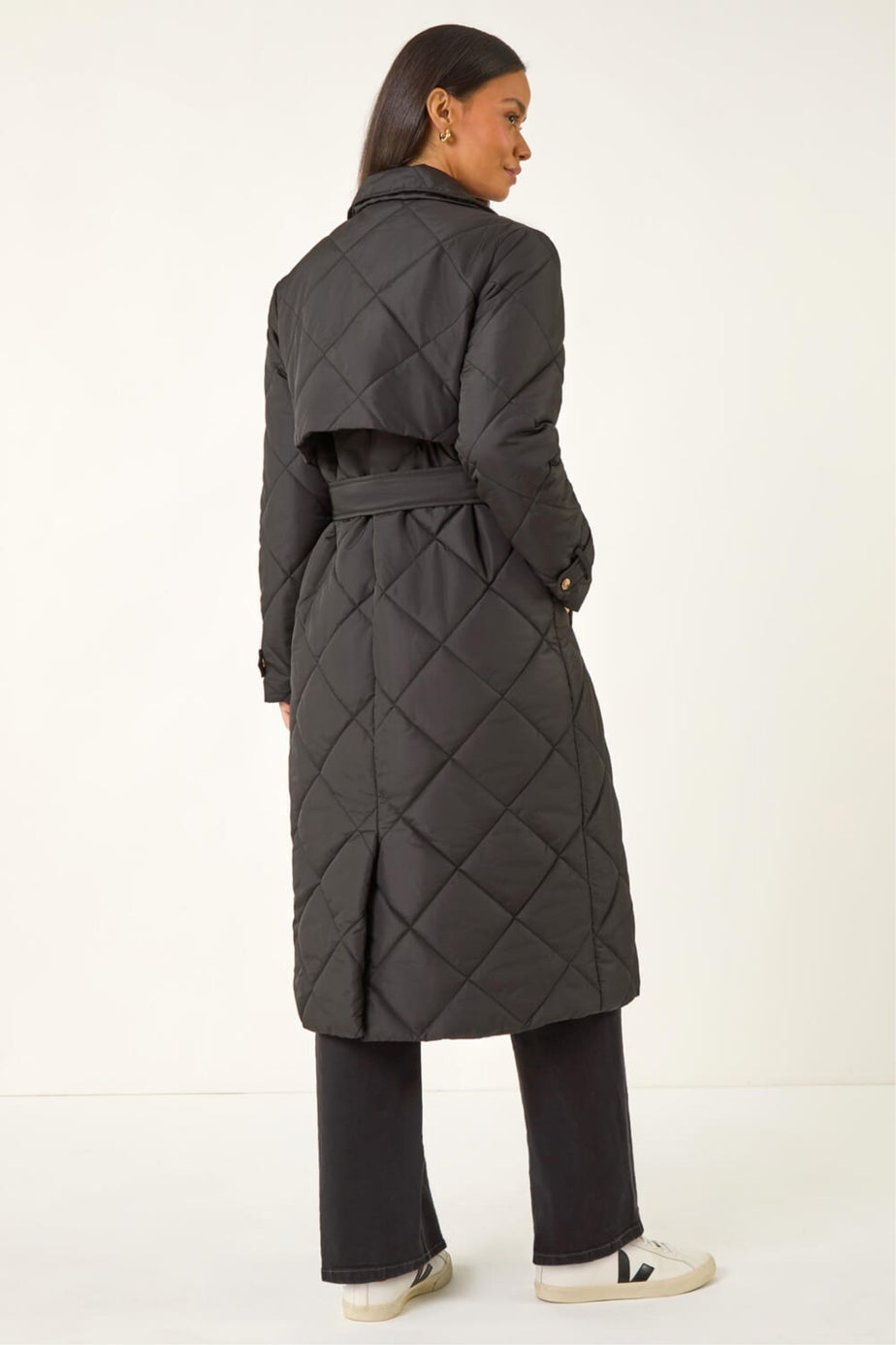 Dusk Black Chevron Wrap Quilted Puffer Coat