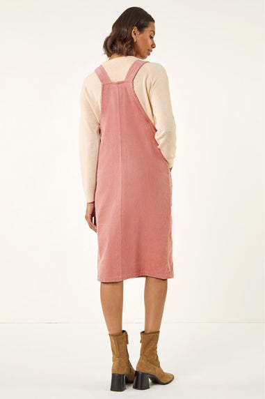 Roman Rose Corduroy Pinafore Midi Dress