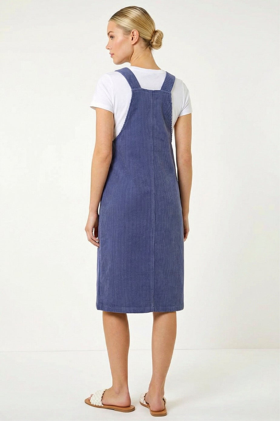 Roman Indigo Corduroy Pinafore Midi Dress