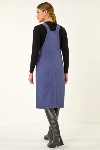 Roman Indigo Corduroy Pinafore Midi Dress