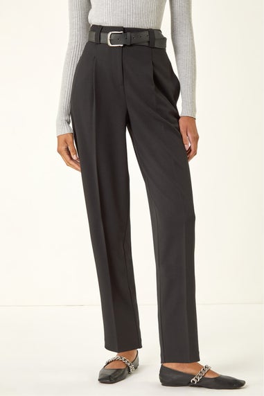 Roman Black Barrel Tapered Leg Trousers