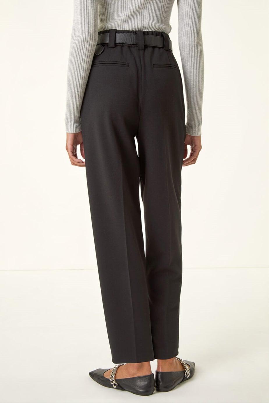 Roman Black Barrel Tapered Leg Trousers