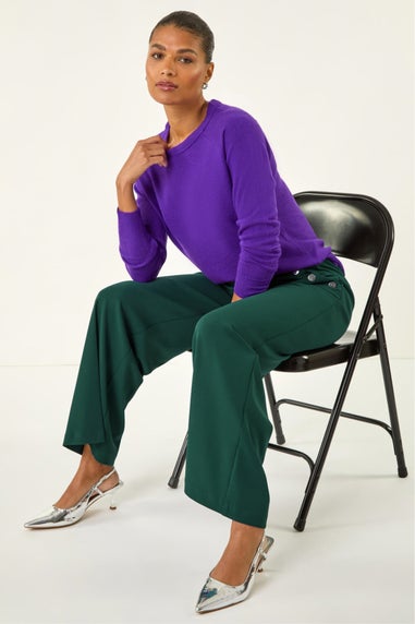 Roman Teal Button Pocket Full Length Trousers