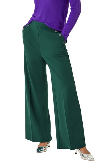 Roman Teal Button Pocket Full Length Trousers