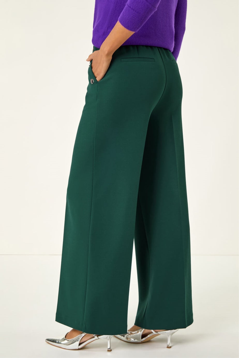 Roman Teal Button Pocket Full Length Trousers