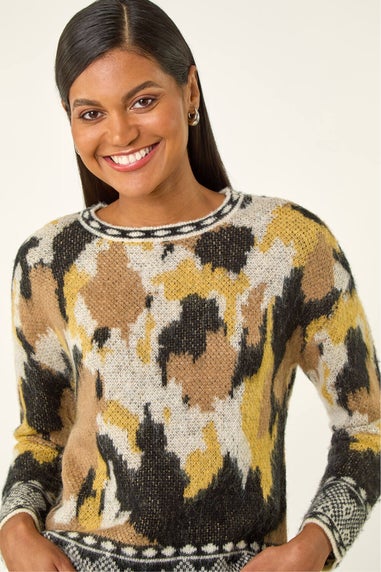 Roman Black Abstract Jacquard Knit Jumper