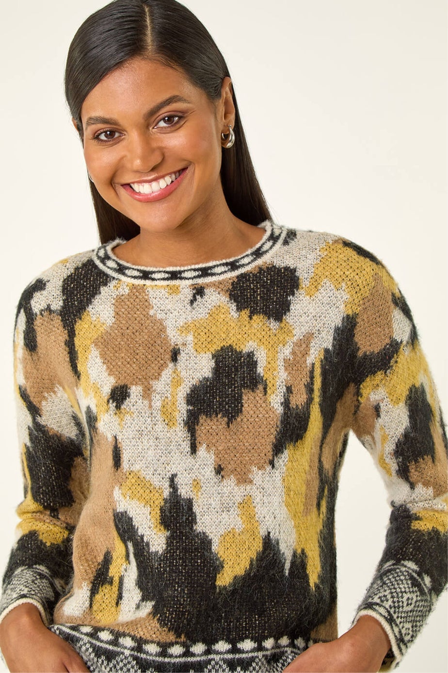 Roman Black Abstract Jacquard Knit Jumper