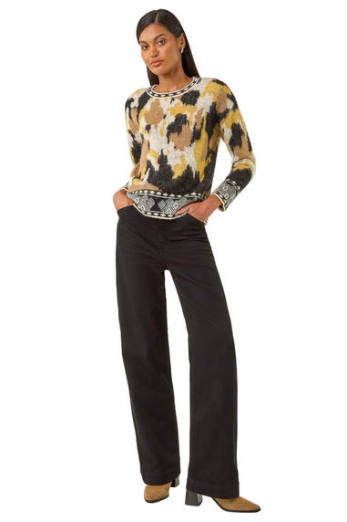 Roman Black Abstract Jacquard Knit Jumper