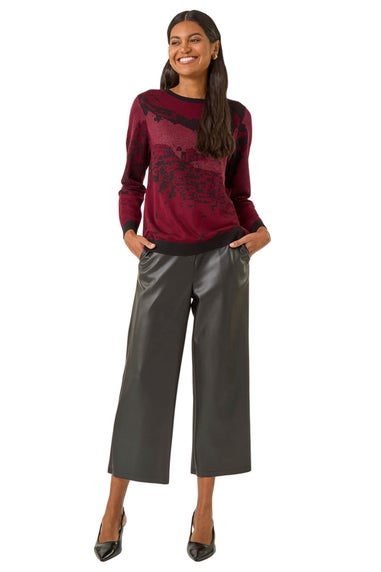 Roman Red Shimmer Colour Block Knit Jumper