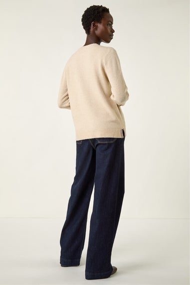 Roman Ivory Heart Crew Neck Knit Jumper