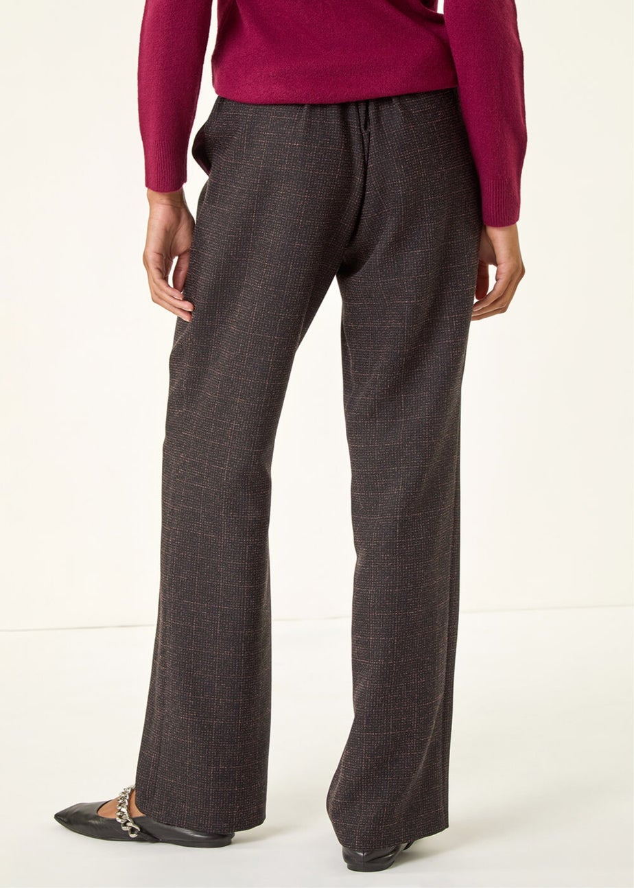 Roman Aubergine Check Elasticated Waist Drawcord Trouser
