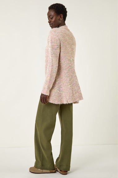 Roman Light Pink Speckled Popcorn Knit Cardigan