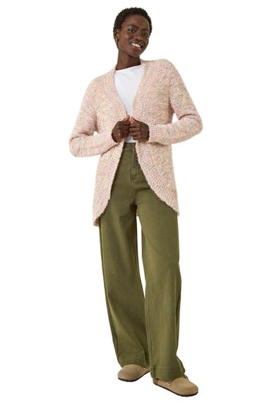 Roman Light Pink Speckled Popcorn Knit Cardigan