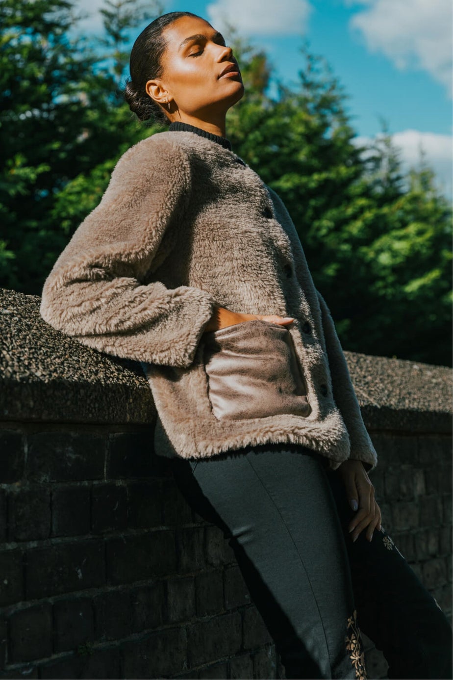 Roman Beige Faux Fur Borg Pocket Front Jacket