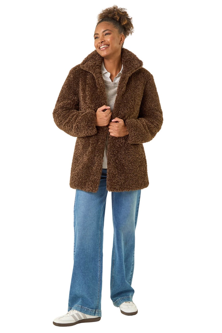 Roman Chocolate Curly Soft Borg Coat