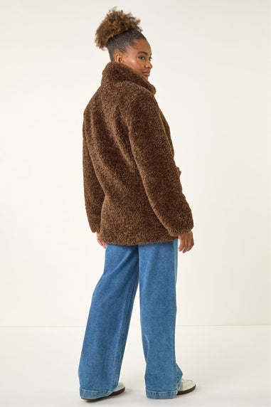 Roman Chocolate Curly Soft Borg Coat