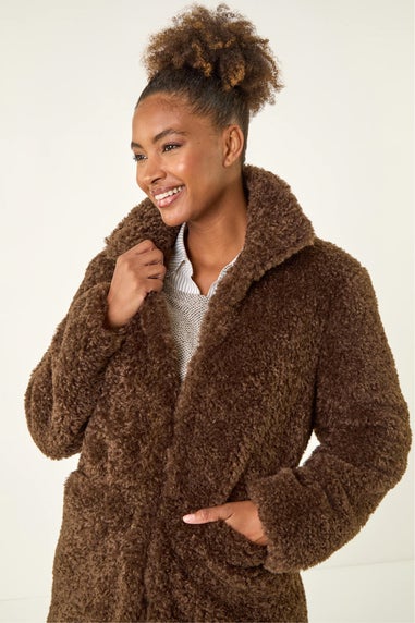 Roman Chocolate Curly Soft Borg Coat