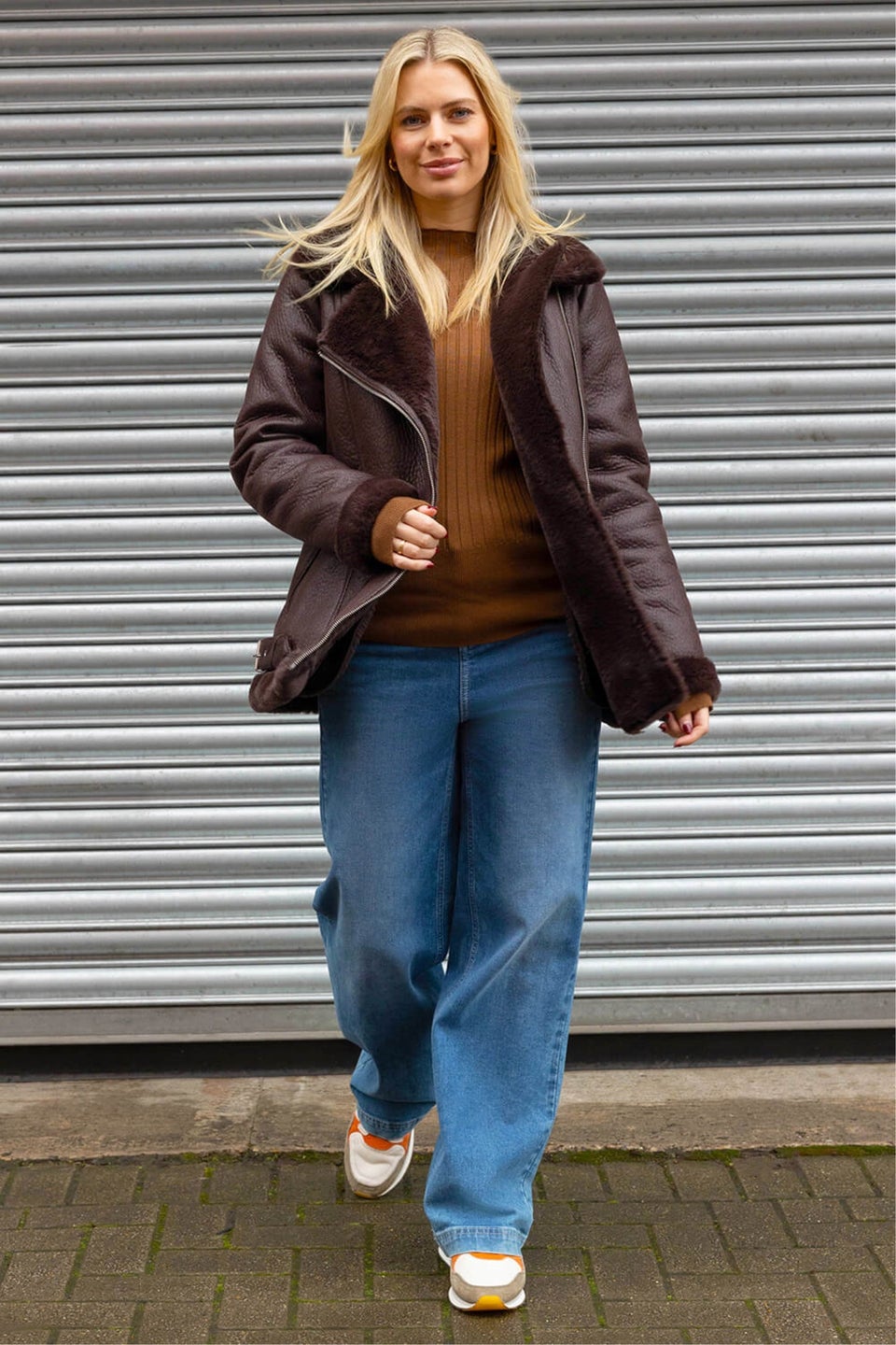 Roman Chocolate Faux Fur Aviator Jacket