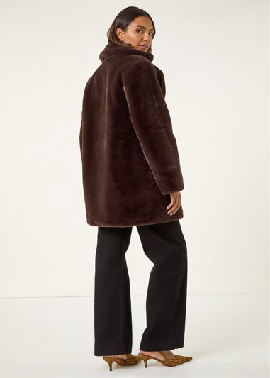 Roman Chocolate Faux Fur Longline Coat