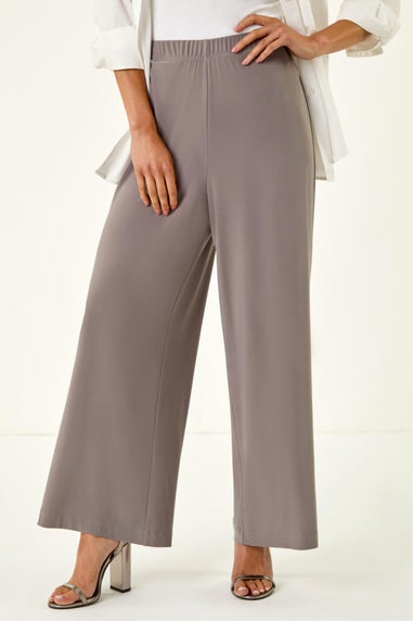 Roman Taupe Petite Wide Leg Stretch Trouser