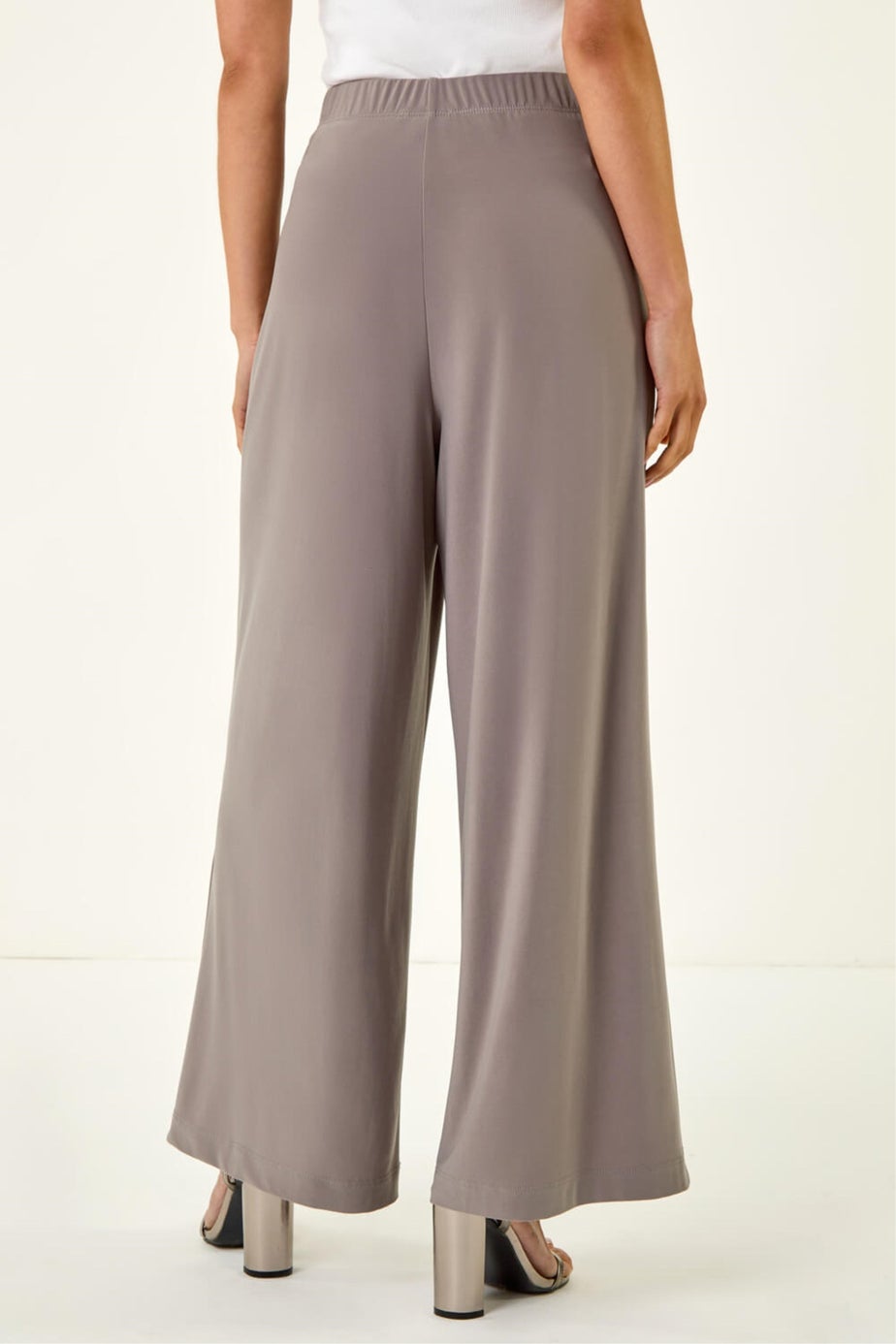 Roman Taupe Petite Wide Leg Stretch Trouser
