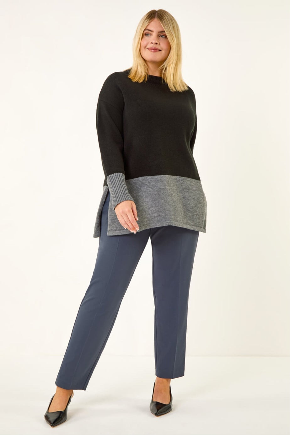 Roman Dark Grey Curve Straight Leg Trouser