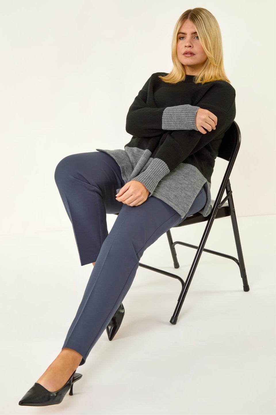 Roman Dark Grey Curve Straight Leg Trouser