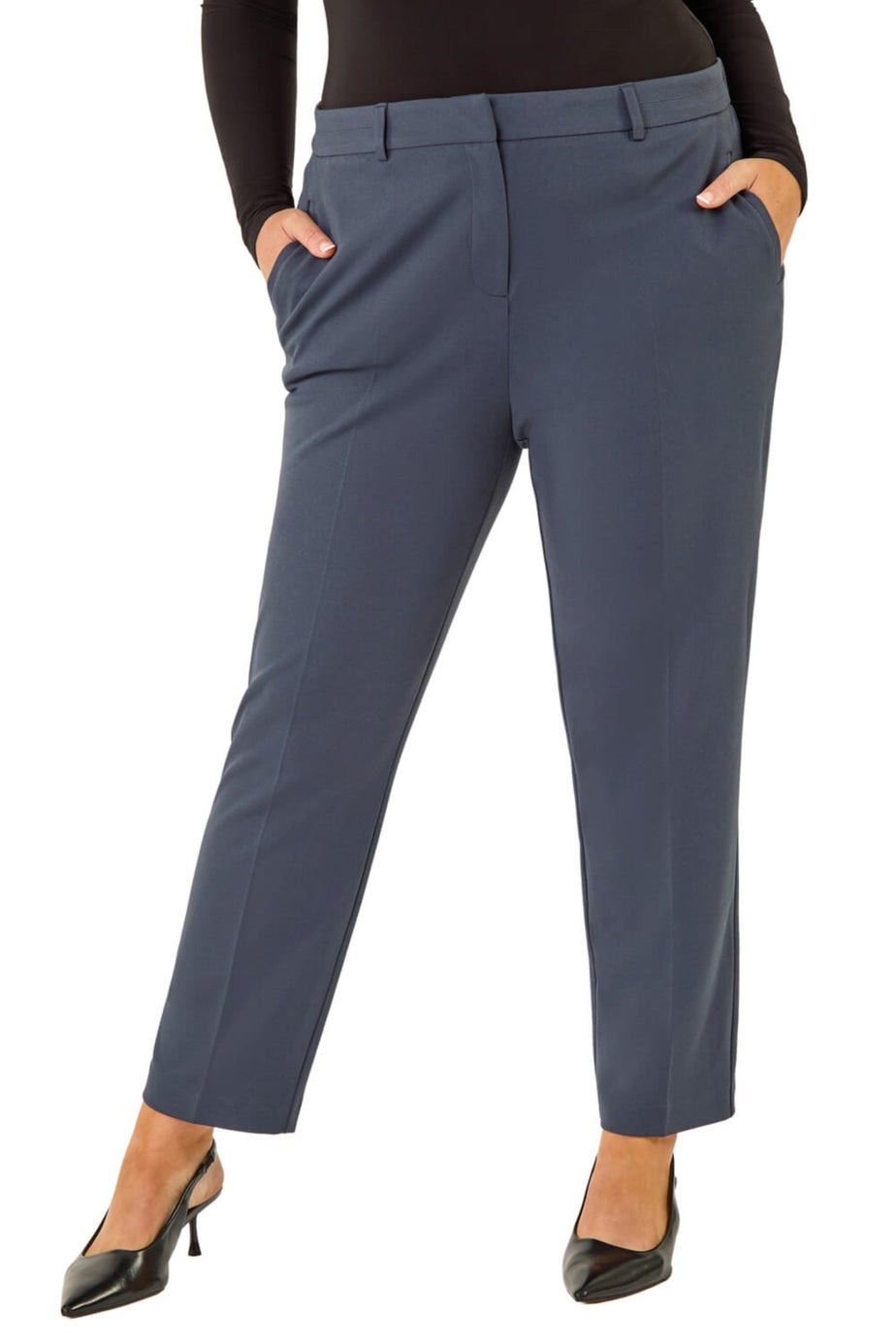 Roman Dark Grey Curve Straight Leg Trouser