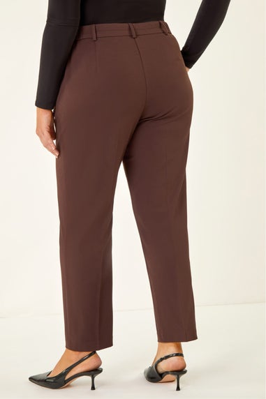 Roman Dark Brown Curve Straight Leg Trouser