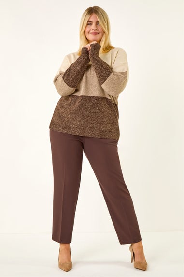 Roman Dark Brown Curve Straight Leg Trouser