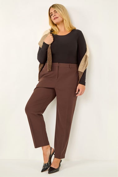 Roman Dark Brown Curve Straight Leg Trouser