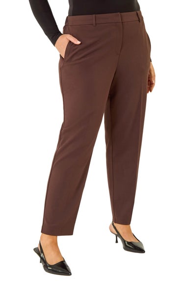 Roman Dark Brown Curve Straight Leg Trouser