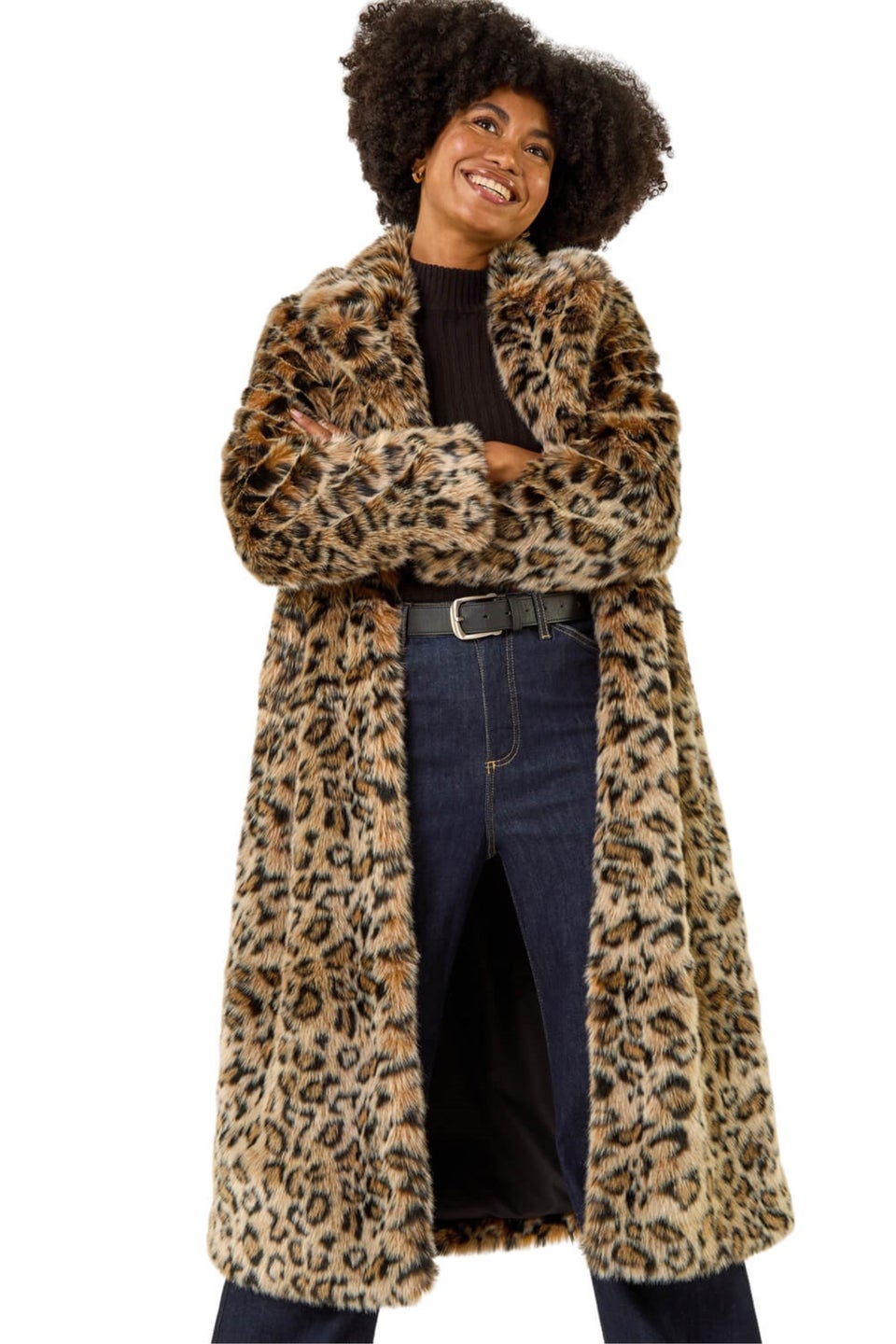 Roman Brown Premium Animal Faux Fur Coat