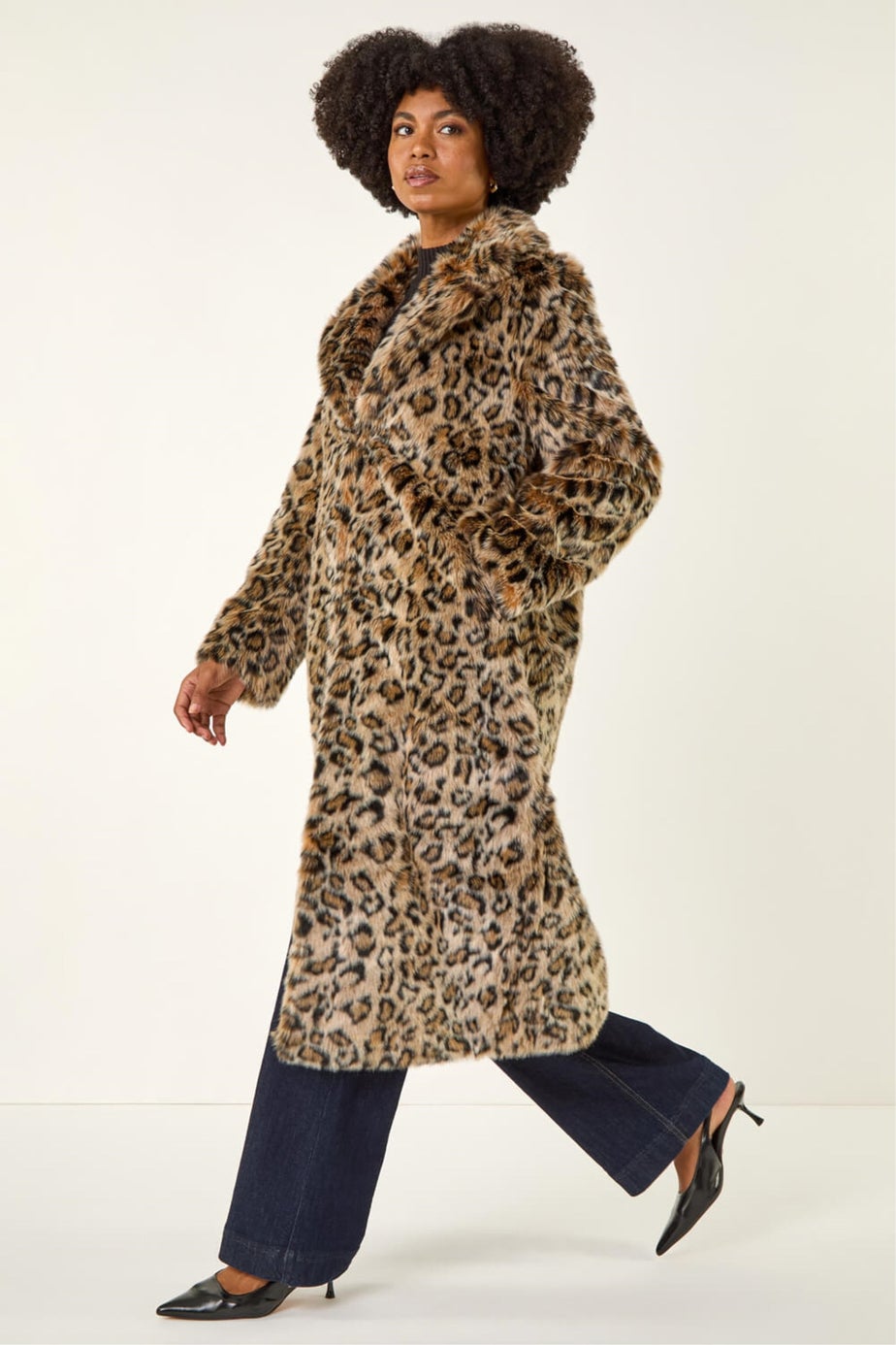 Roman Brown Premium Animal Faux Fur Coat