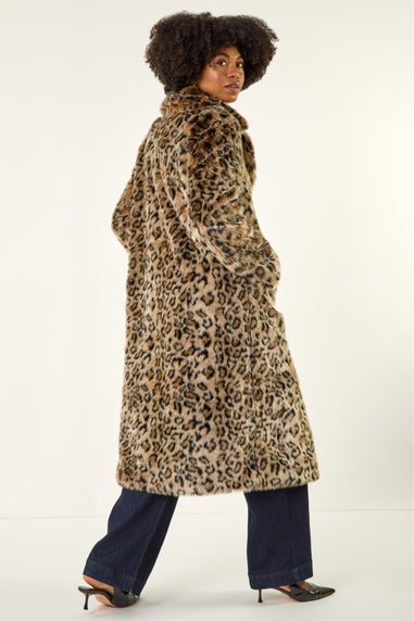 Roman Brown Premium Animal Faux Fur Coat