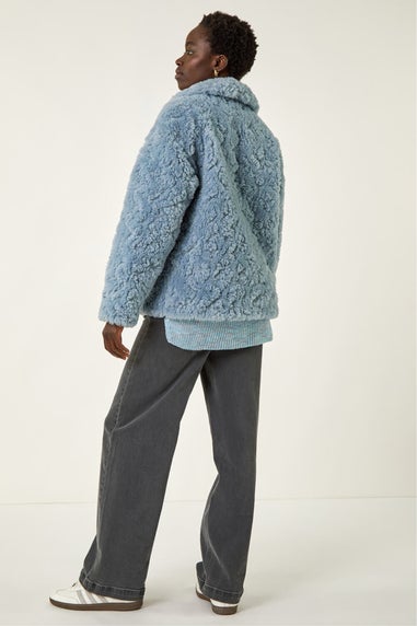 Roman Light Blue Teddy Borg Bomber Coat