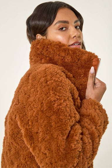 Roman Brown Teddy Borg Bomber Coat