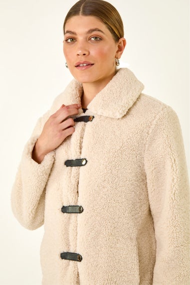 Roman Cream Textured Borg Collared Jacket
