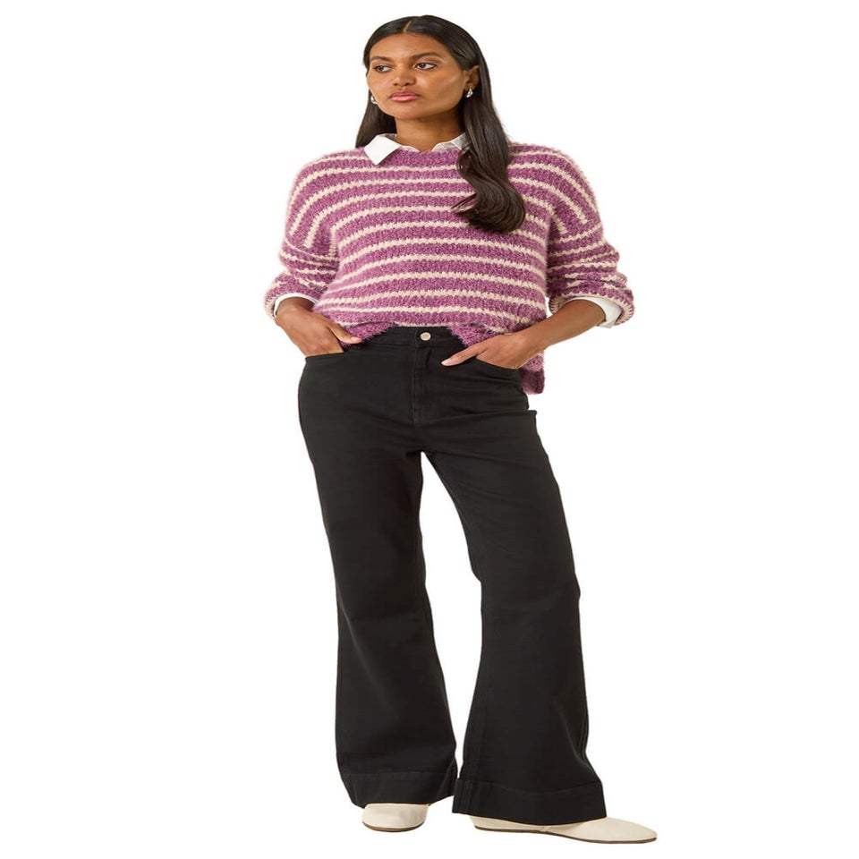 Roman Black Pocket Stretch Flare Jeans