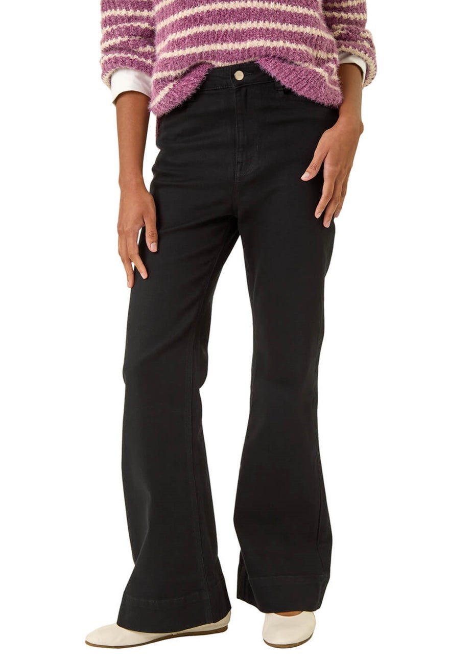 Roman Black Pocket Stretch Flare Jeans