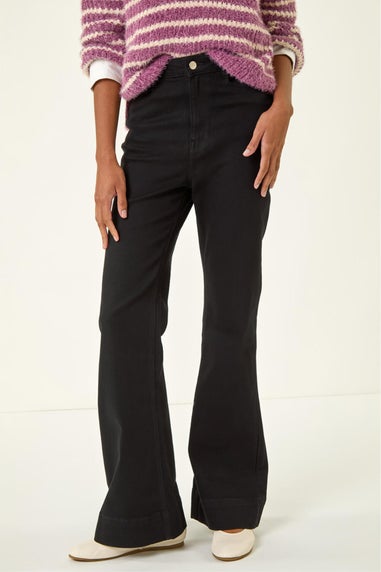 Roman Black Pocket Stretch Flare Jeans