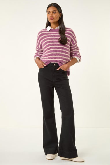 Roman Black Pocket Stretch Flare Jeans