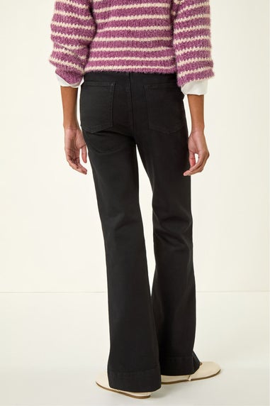 Roman Black Pocket Stretch Flare Jeans