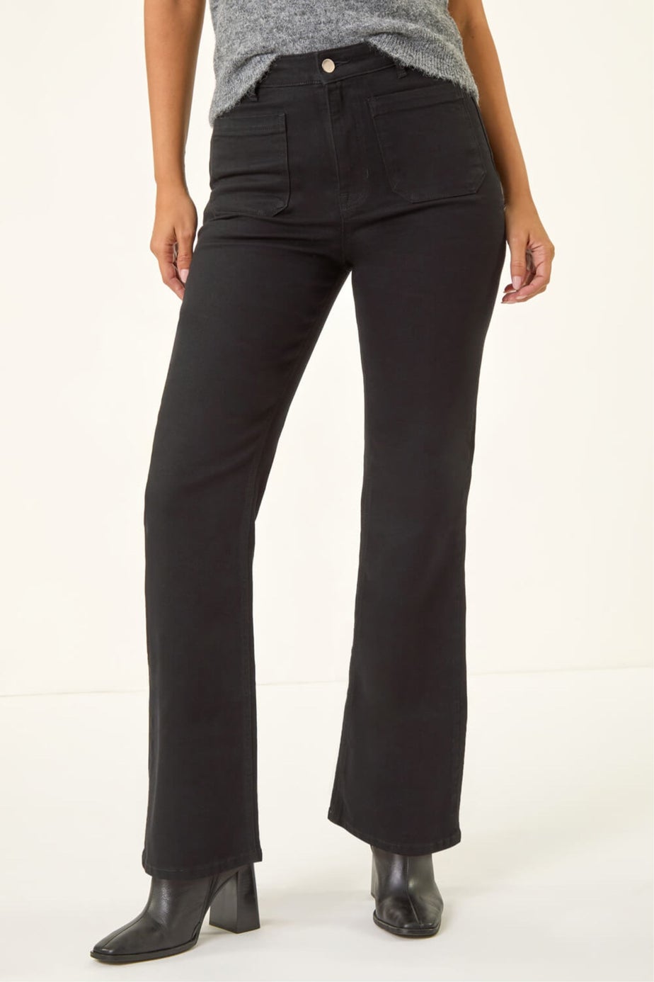 Dusk Black Front Pocket Bootcut Jeans