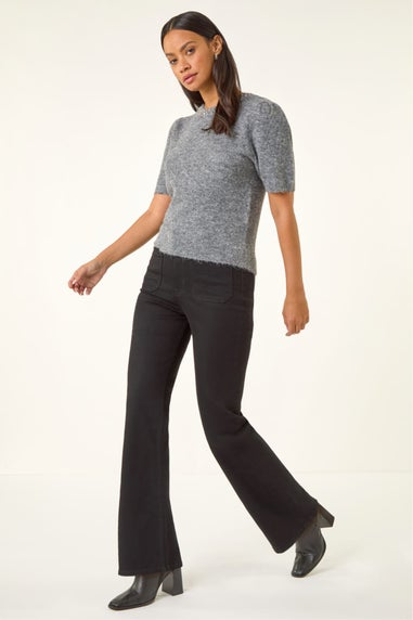 Dusk Black Front Pocket Bootcut Jeans