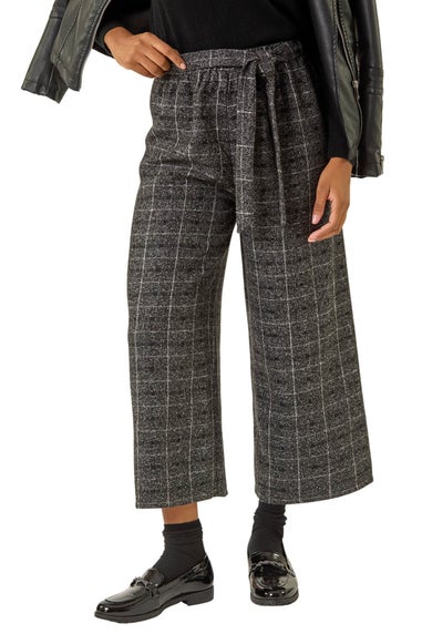 Roman Charcoal Belted Check Culotte Trousers