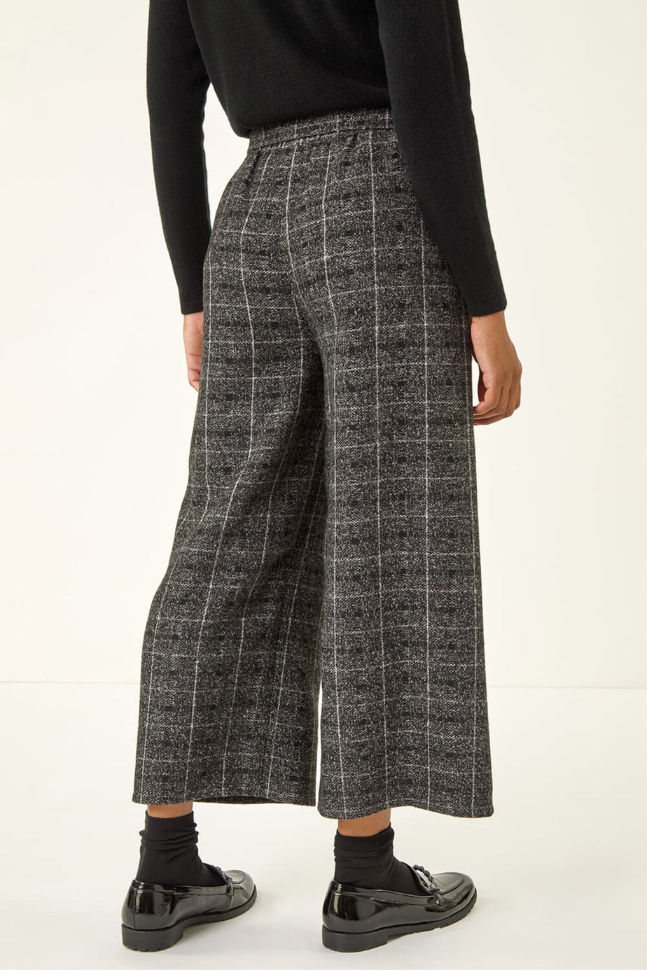 Roman Charcoal Belted Check Culotte Trousers