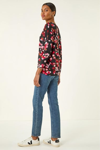 Roman Red Spot Print Band Hem Top