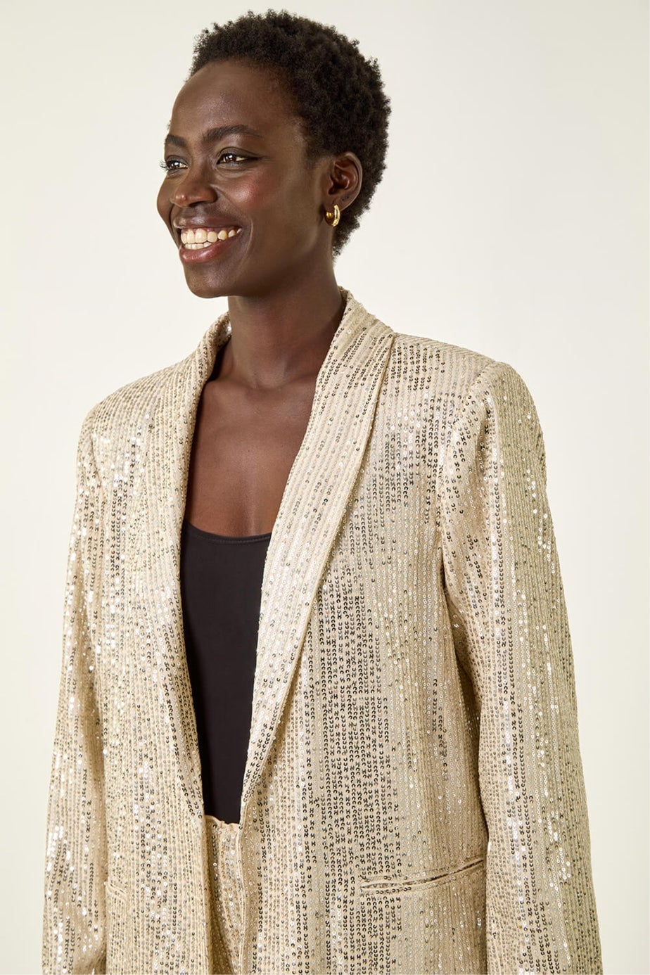 Roman Silver Relaxed Sequin Blazer